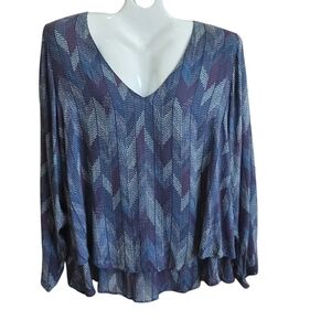 Boho Retro Anthropologie Herringbone Tiered Hem Soft Tunic Top Moody Romantic 1X